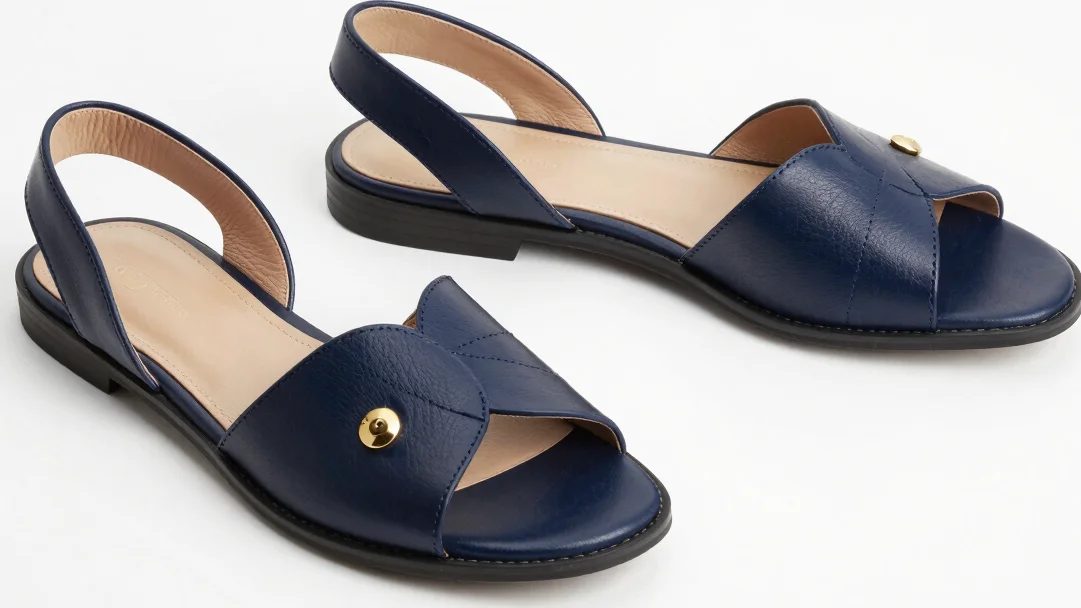 Sandales claires et accessoires en cuir posés sur une surface bla